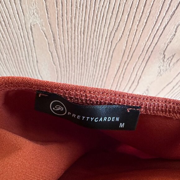 Pretty Garden One Shoulder Sleeveless Ruched Bodycon Dress Medium Brown (Orange) - Picture 4 of 4